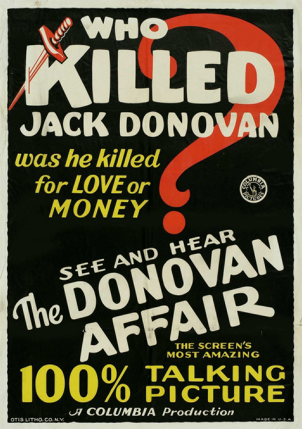 Extra Large Movie Poster Image for The Donovan Affair 