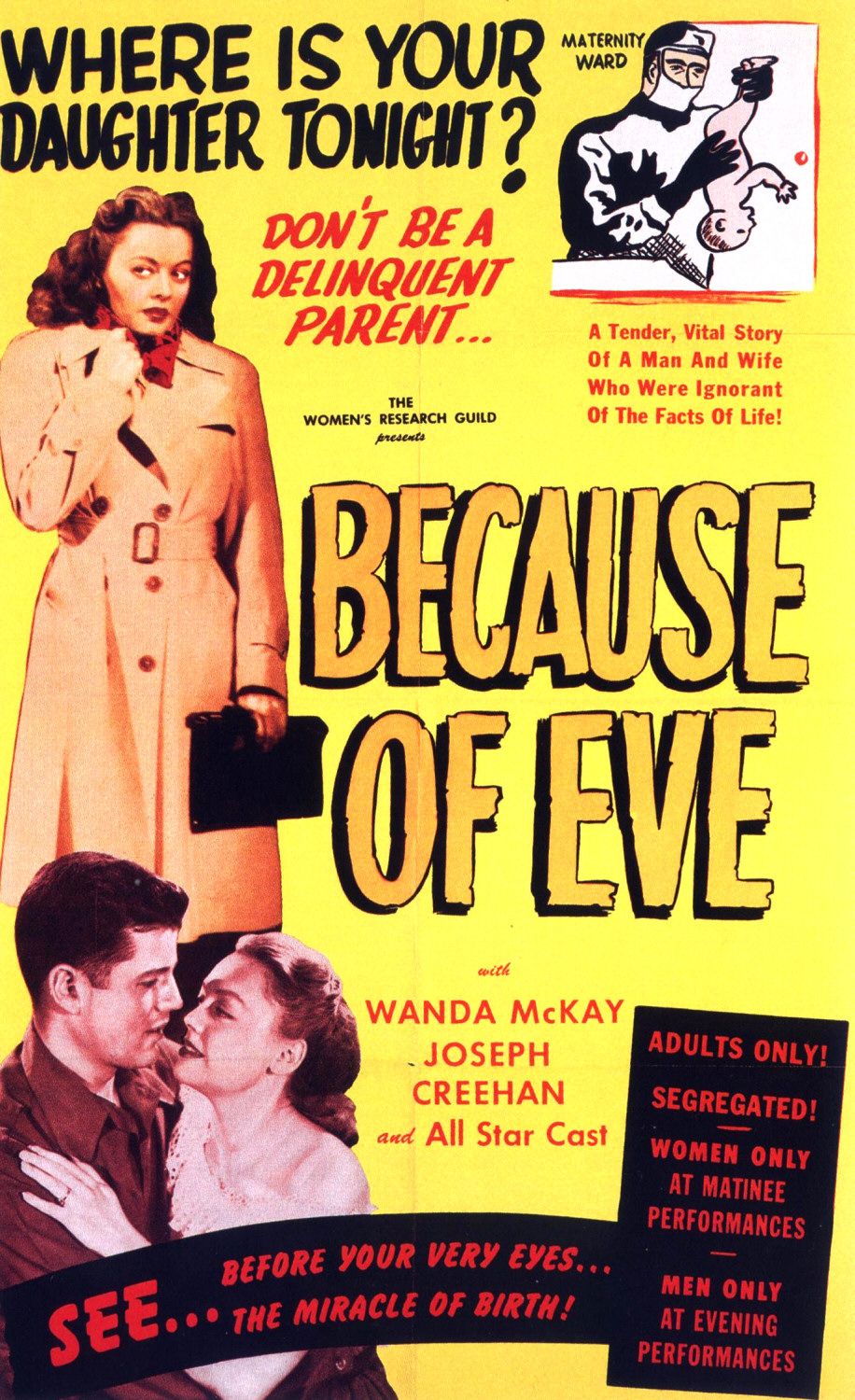 Extra Large Movie Poster Image for Because of Eve 