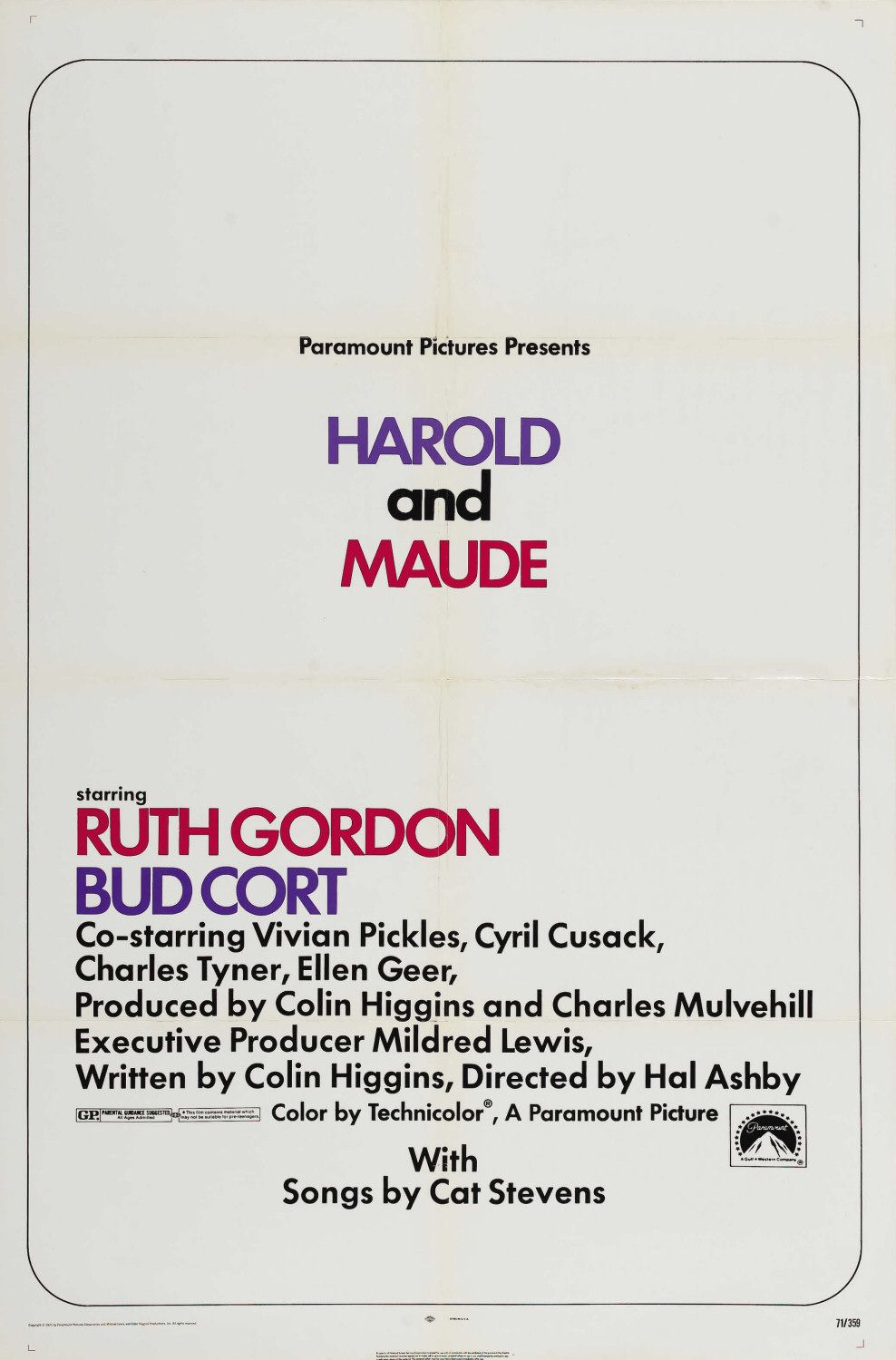 Extra Large Movie Poster Image for Harold and Maude (#2 of 5)