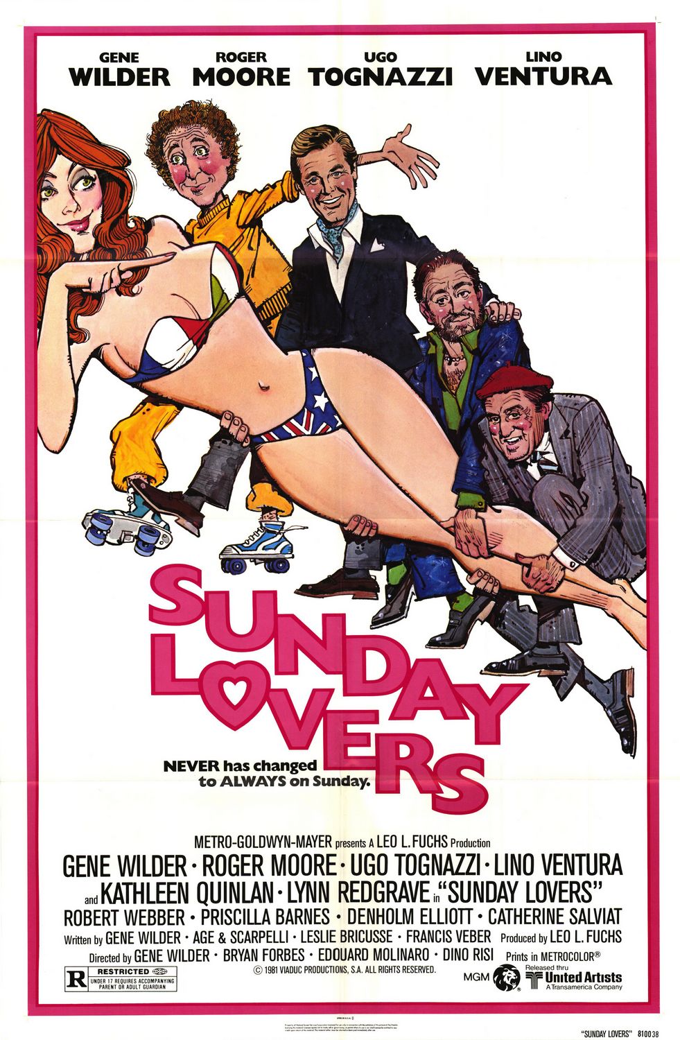Extra Large Movie Poster Image for Sunday Lovers 