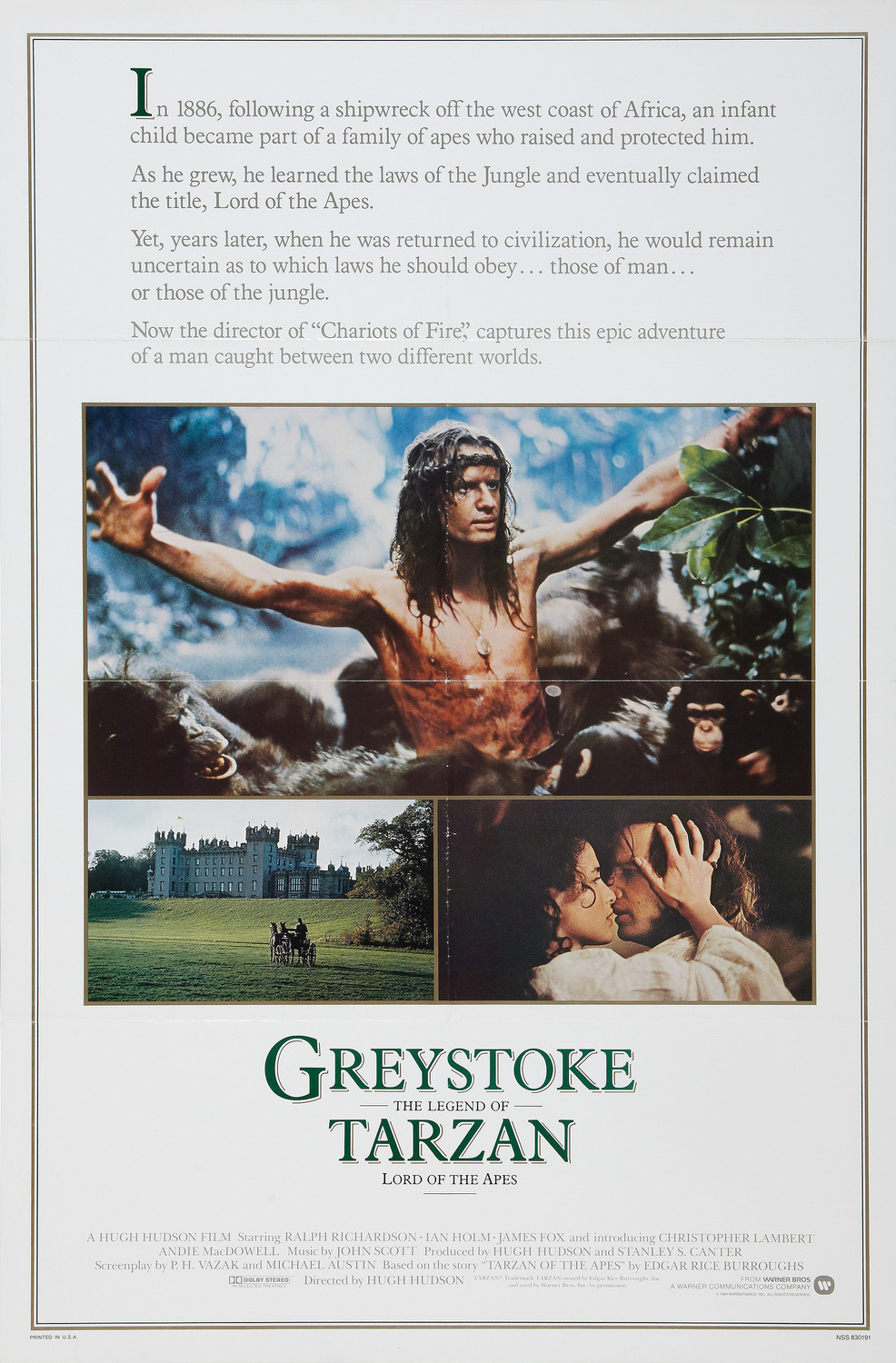 Extra Large Movie Poster Image for Greystoke: The Legend of Tarzan, Lord of the Apes 