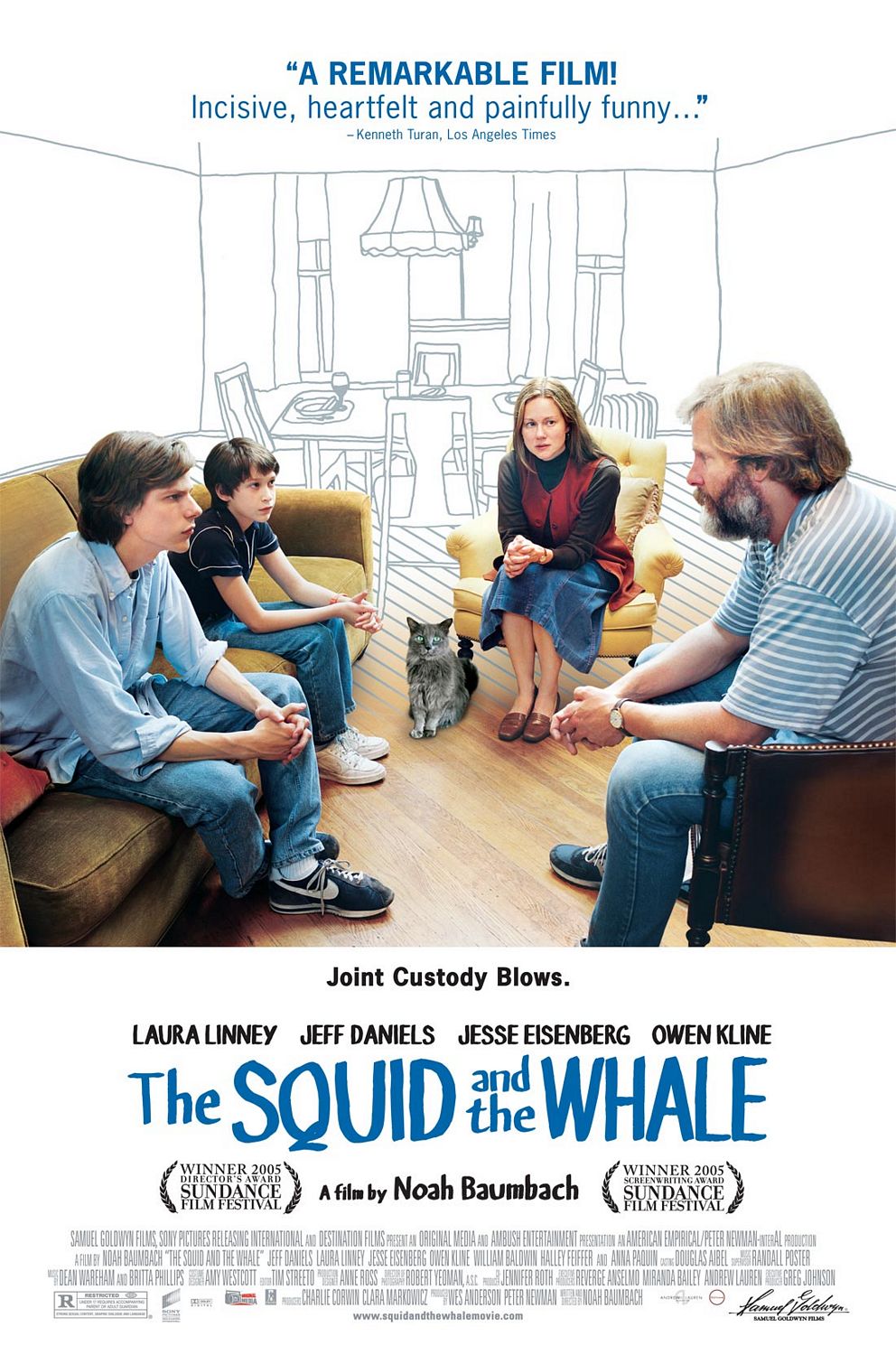 The Squid and the Whale movie poster [Jeff Daniels & Jesse Eisenberg]