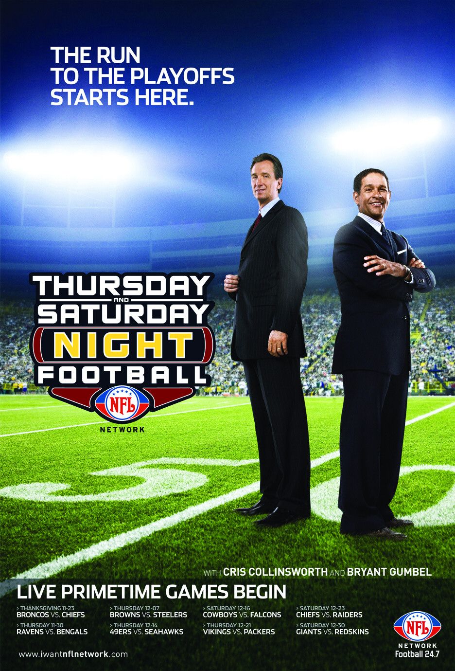 Extra Large TV Poster Image for Thursday and Saturday Night Football 